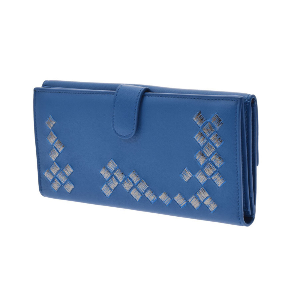 Bottega Veneta hook silver wallet blue long